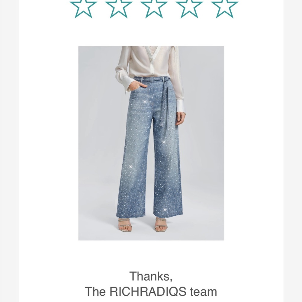 Embellished Wide-Leg Jeans in Blue by Zara